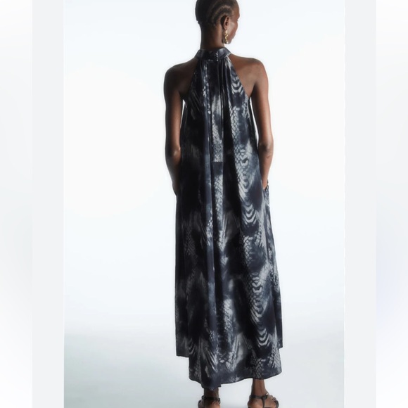 COS Blue and White Halter Maxi Dress - Picture 3 of 8